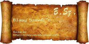 Blasy Szovát névjegykártya